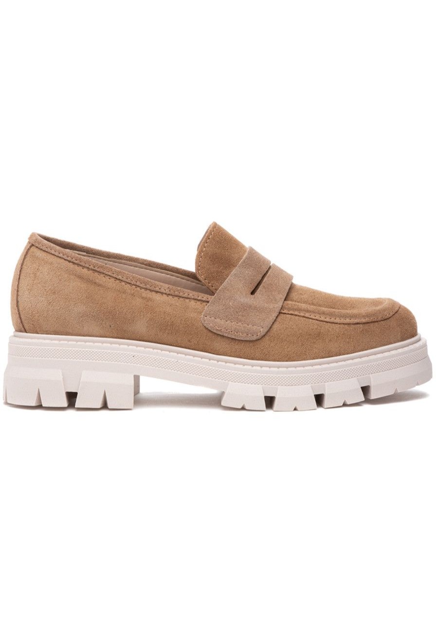 Women 275 Central Loafers & Oxfords | Lindor Loafer Taupe Suede