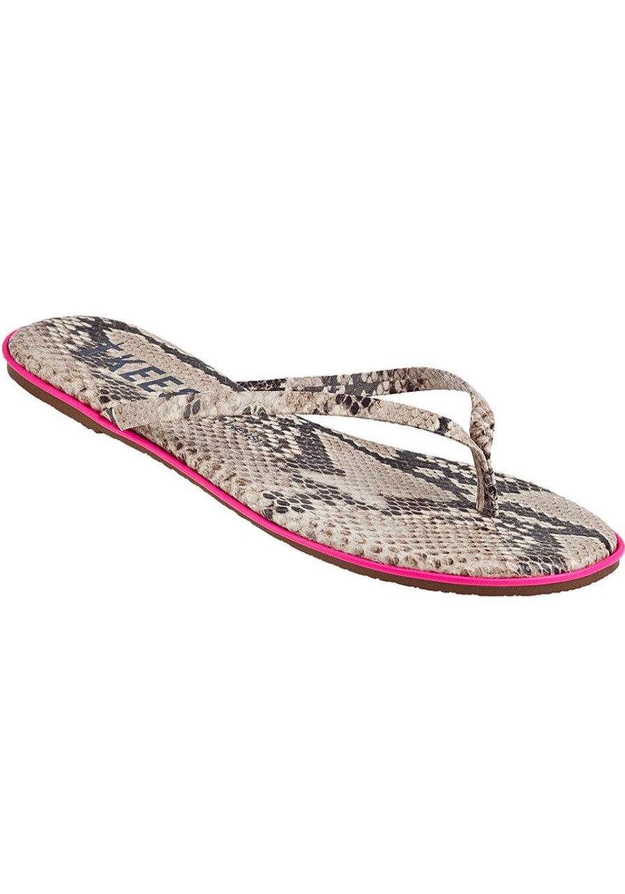 Women Tkees Sandals | Lip Liners Flip Flop Pink Venom Snake