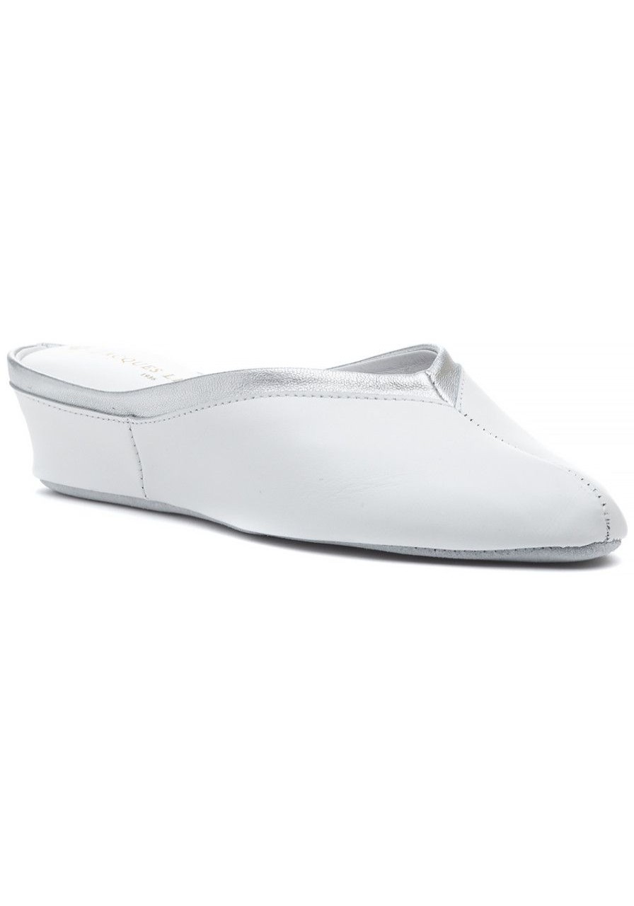 Women Jacques Levine Slippers | 4640 Slipper White/Silver