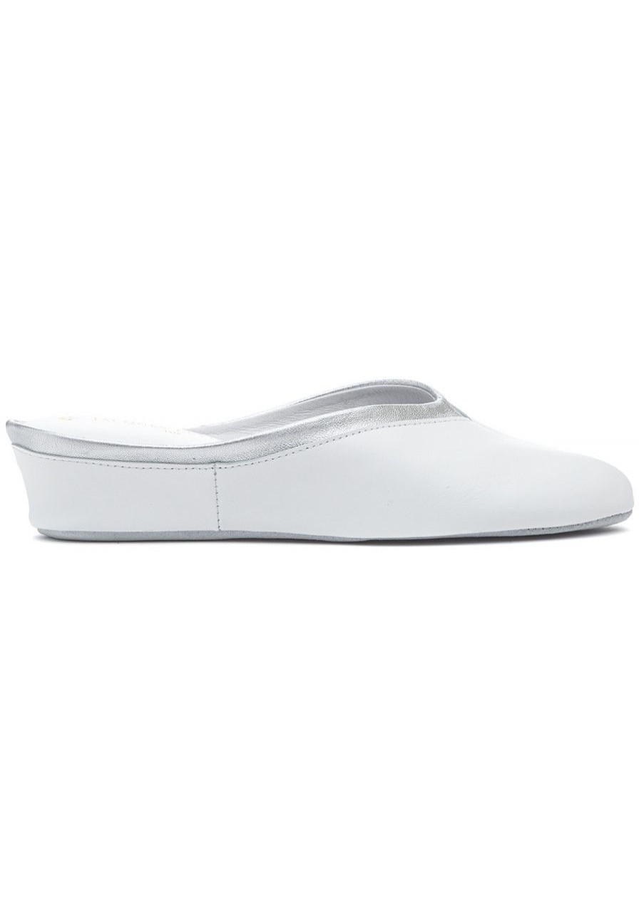 Women Jacques Levine Slippers | 4640 Slipper White/Silver
