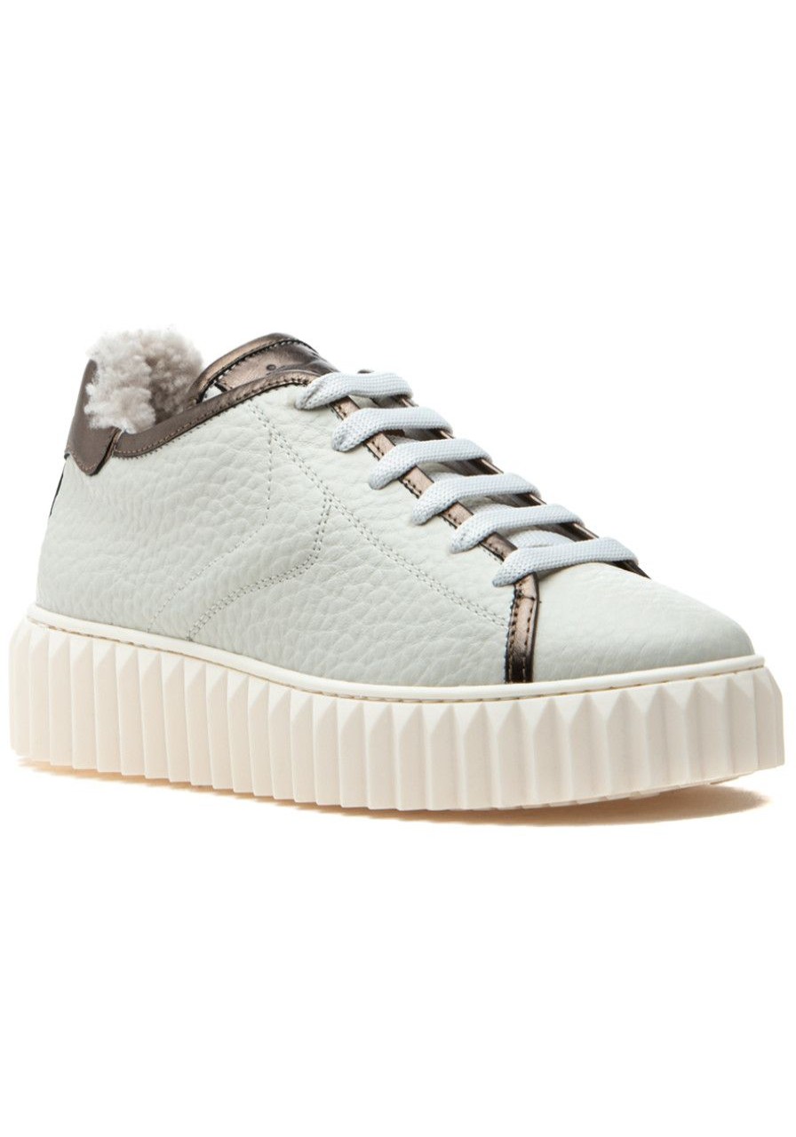 Women Voile Blanche Sneakers | Adele Fur Sneaker Conchiglia-Peltro