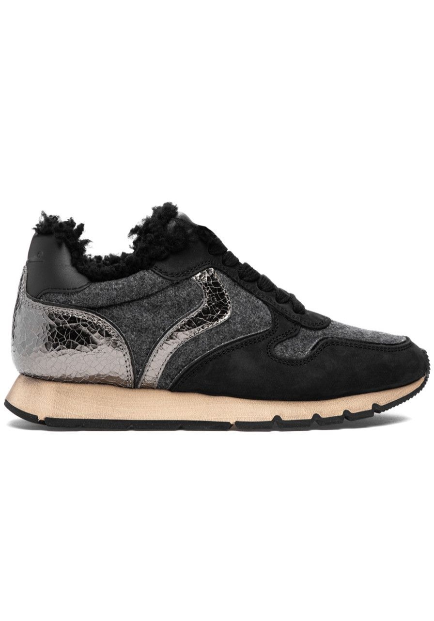 Women Voile Blanche Sneakers | Julia Fur Sneaker Black/Anthracite