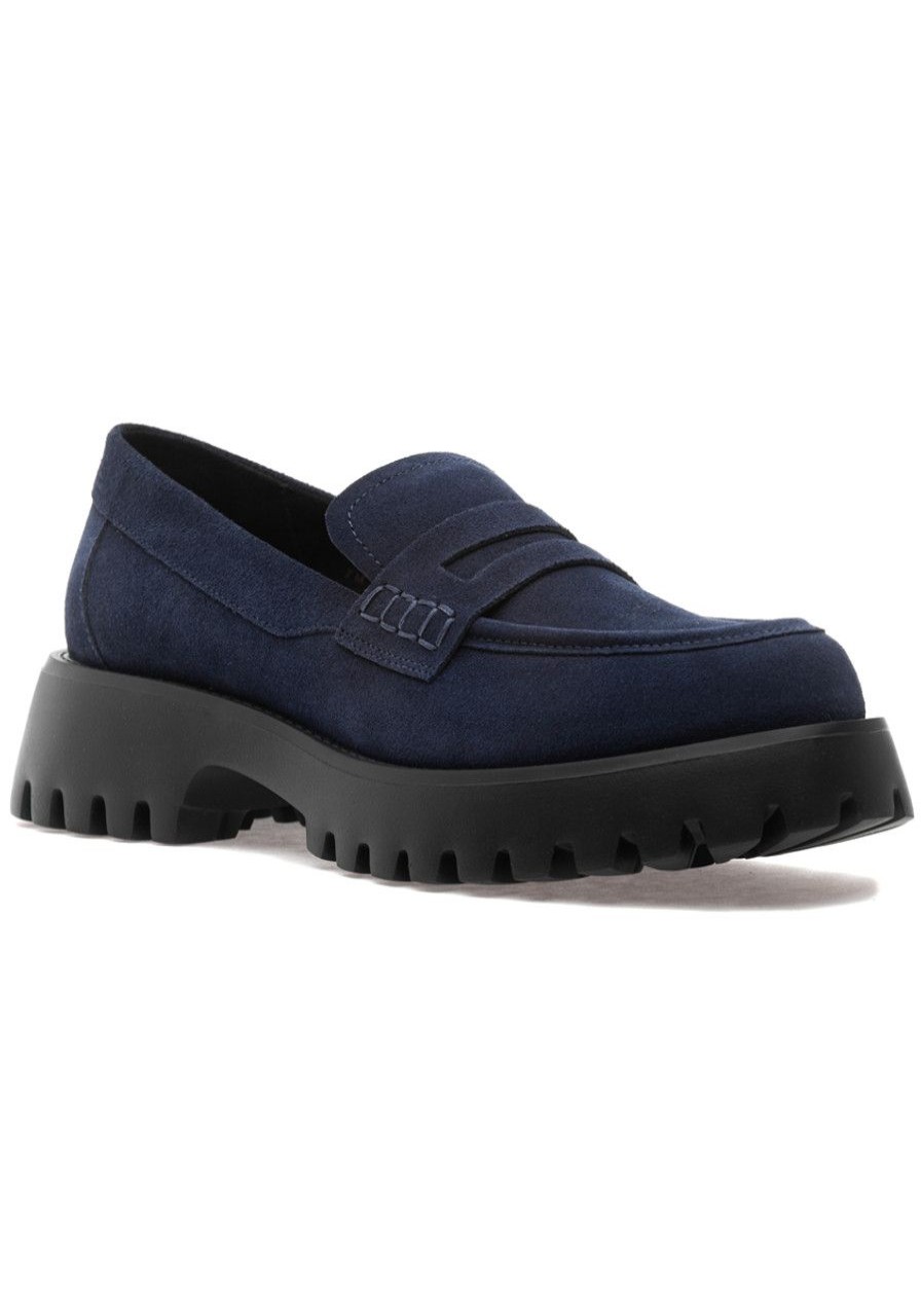 Women Jildor Loafers & Oxfords | Zety Loafer Navy Waterproof Suede