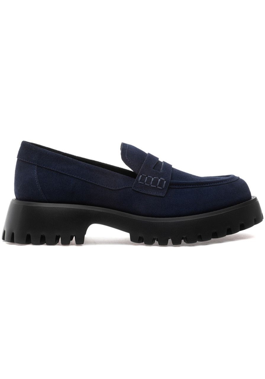 Women Jildor Loafers & Oxfords | Zety Loafer Navy Waterproof Suede