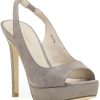 Women Pelle Moda Pumps | Oana Slingback Platform Sandal Taupe Shimmer Suede