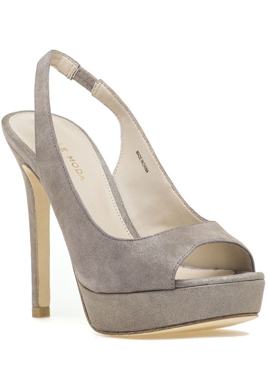 Women Pelle Moda Pumps | Oana Slingback Platform Sandal Taupe Shimmer Suede