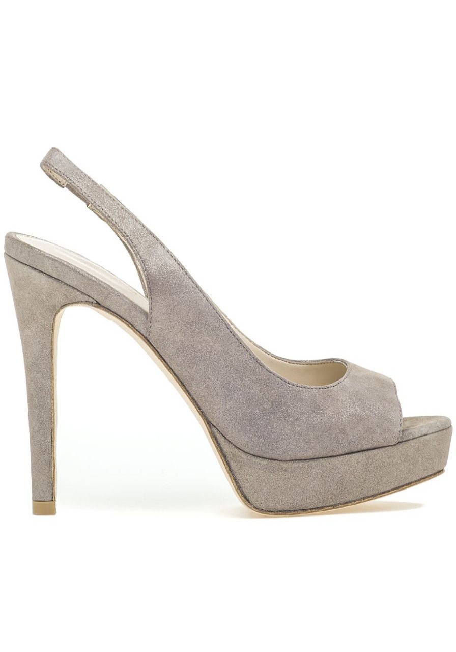 Women Pelle Moda Pumps | Oana Slingback Platform Sandal Taupe Shimmer Suede