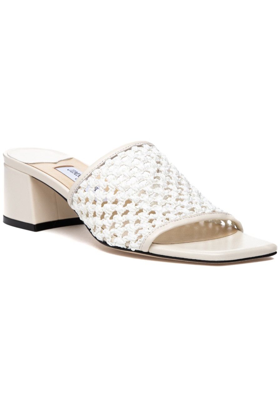 Women Jimmy Choo Sandals | Themis 45 Sandal Latte Woven Raffia
