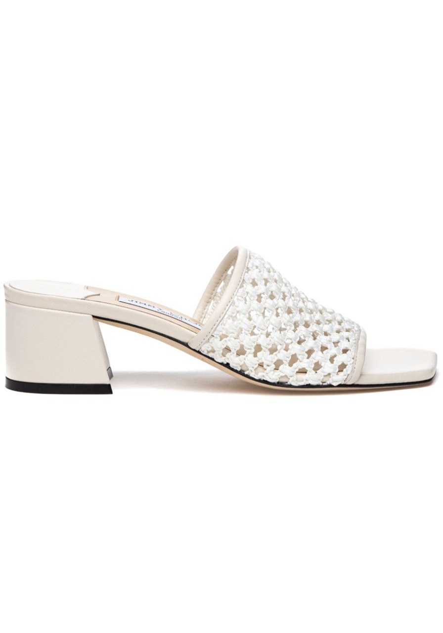 Women Jimmy Choo Sandals | Themis 45 Sandal Latte Woven Raffia
