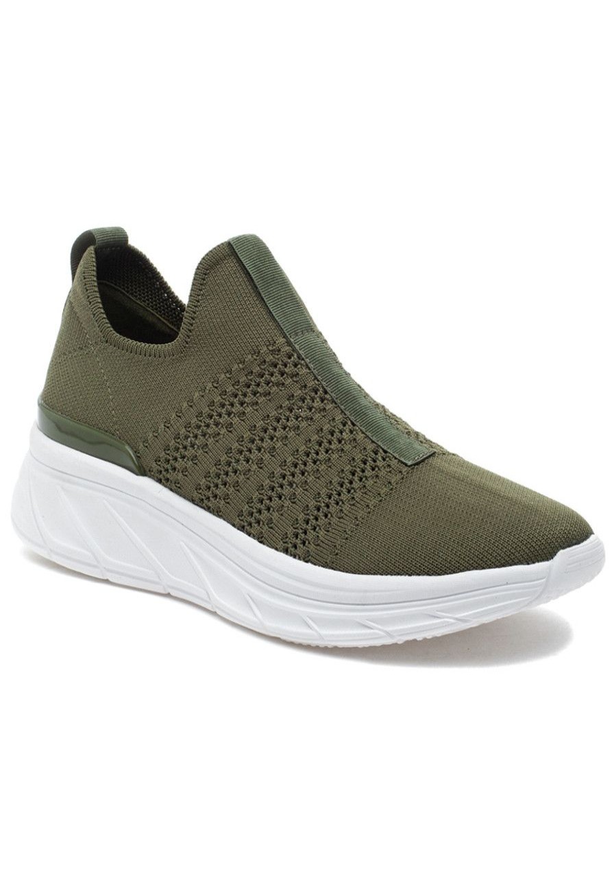 Women Urban Sport Sneakers | Hanah Sneaker Khaki Knit