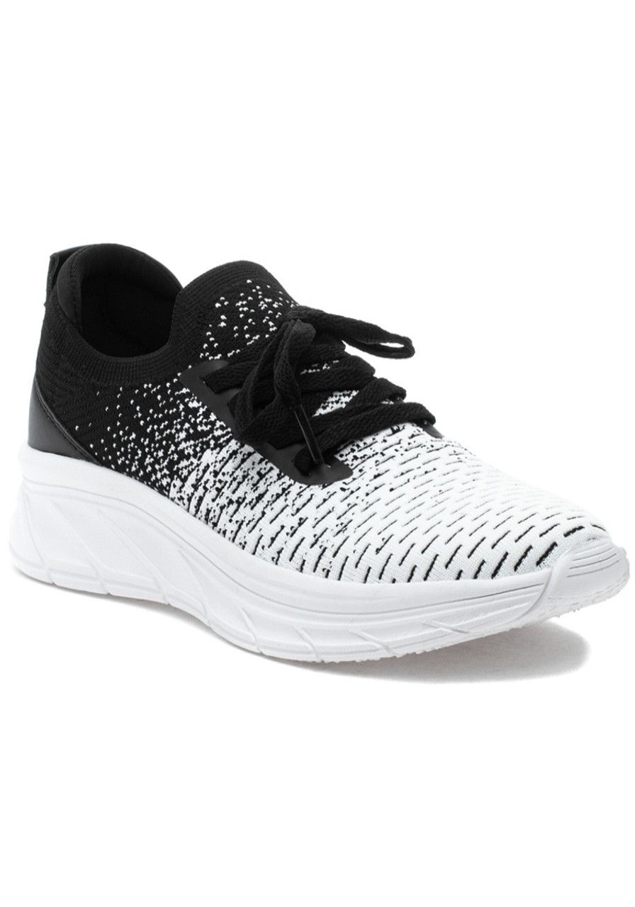Women Urban Sport Sneakers | Holly Sneaker White/Black Knit