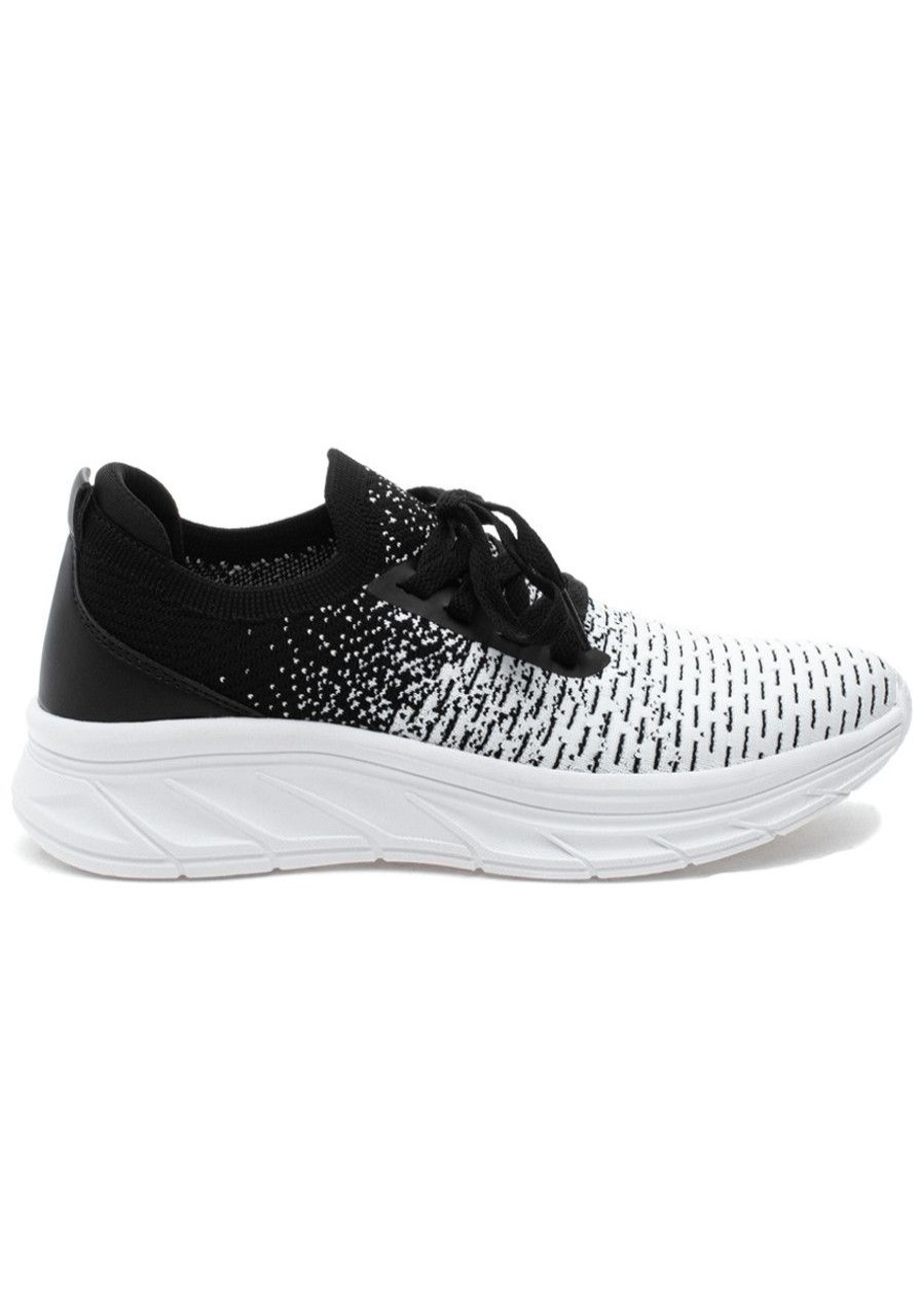 Women Urban Sport Sneakers | Holly Sneaker White/Black Knit