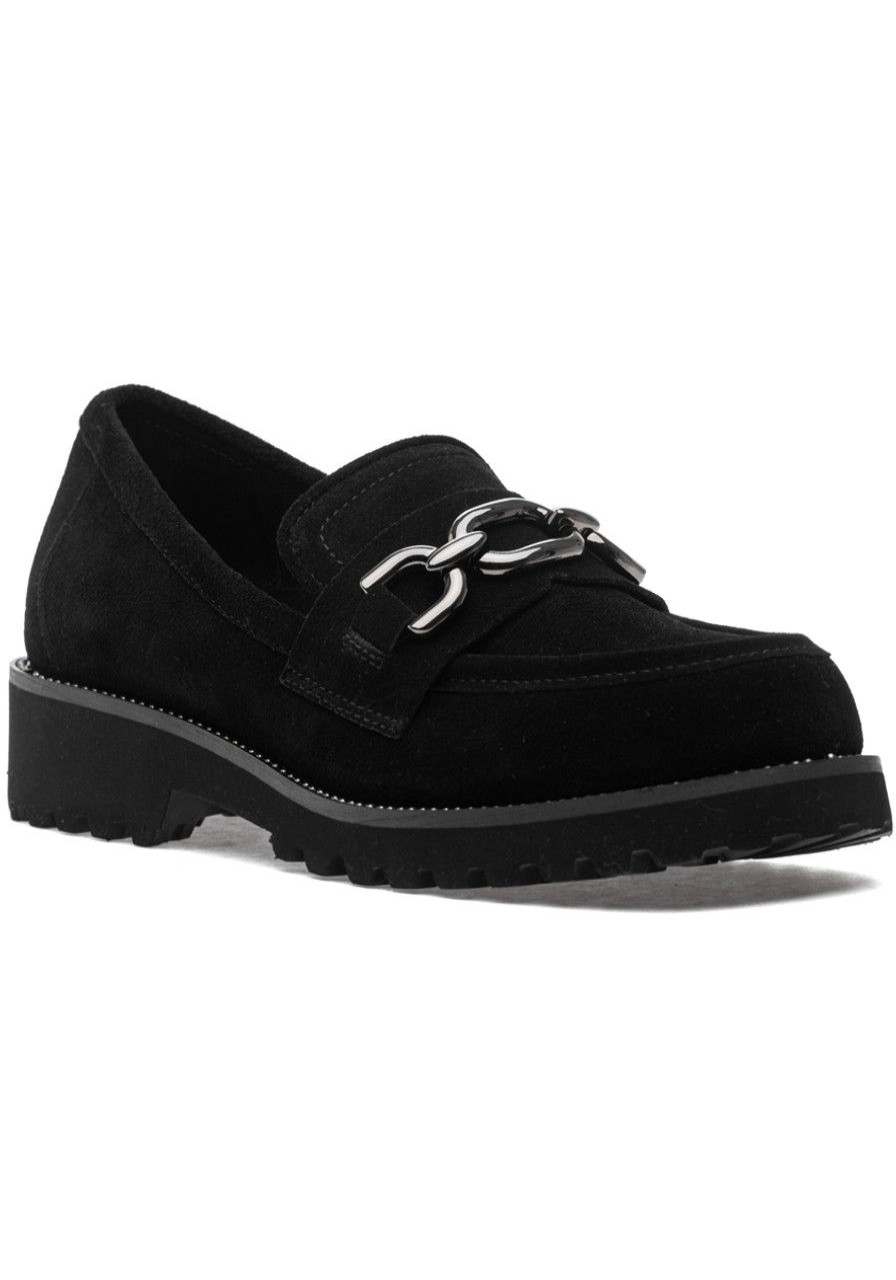 Women Jildor Loafers & Oxfords | Zeus Loafer Black Waterproof Suede
