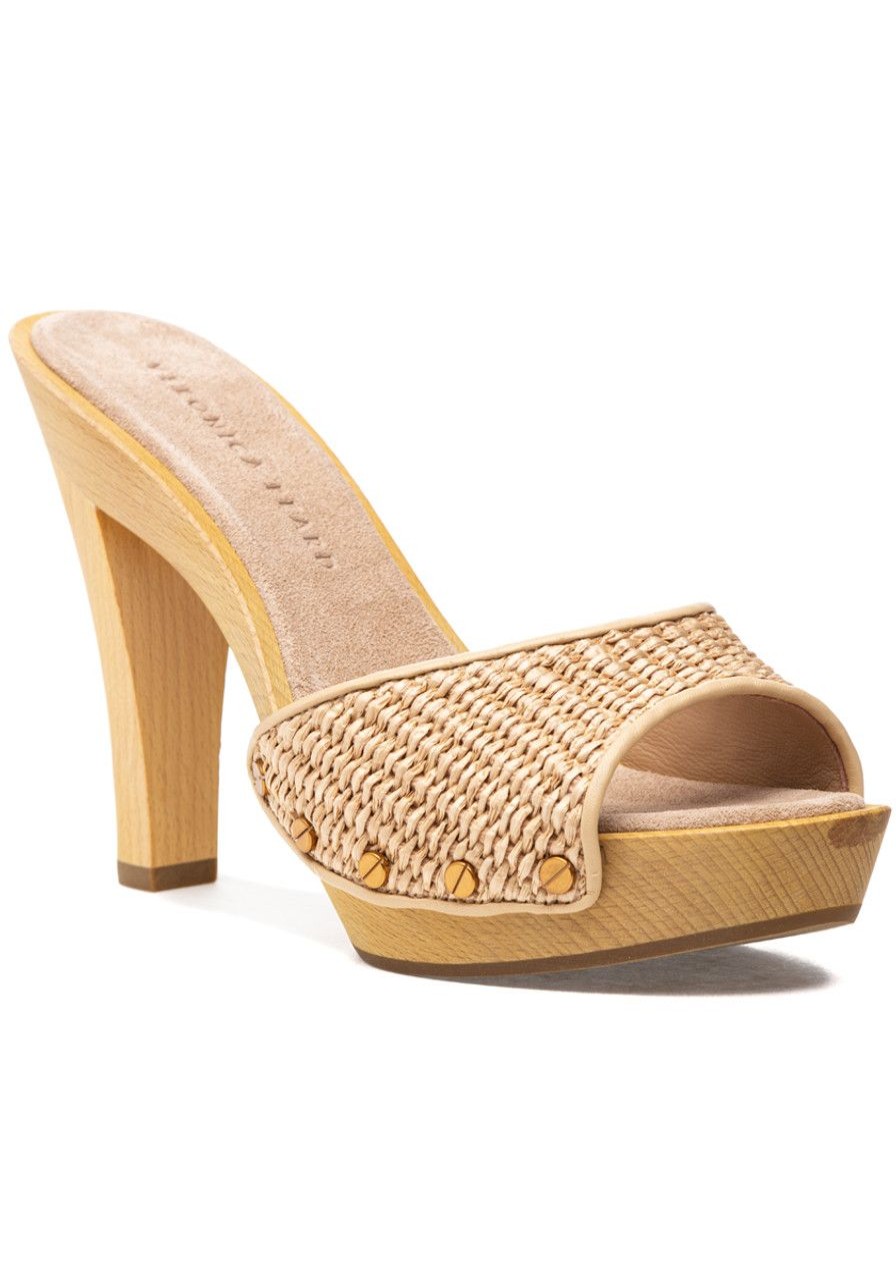 Women Veronica Beard Sandals | Layne Clog Sandal Ecru Raffia