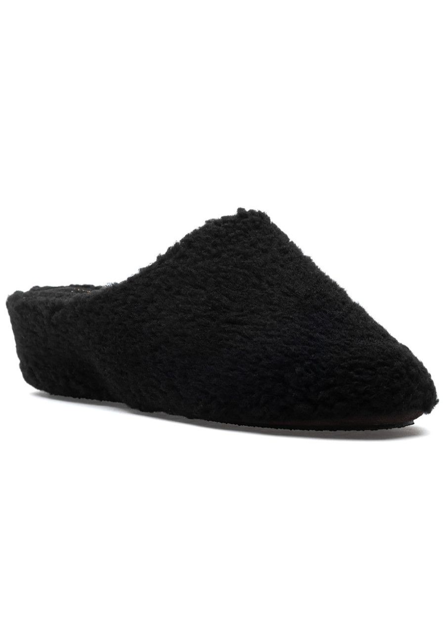 Women Jacques Levine Slippers | Fuzzy Slipper Black