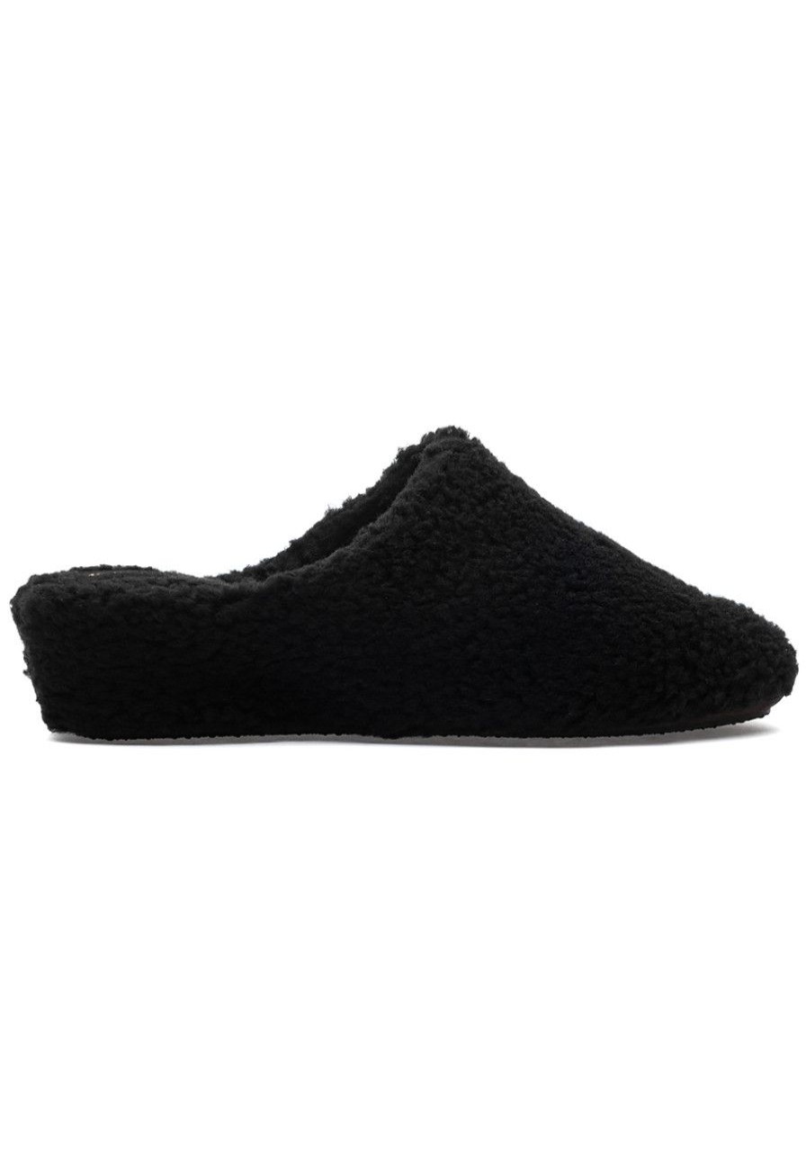 Women Jacques Levine Slippers | Fuzzy Slipper Black
