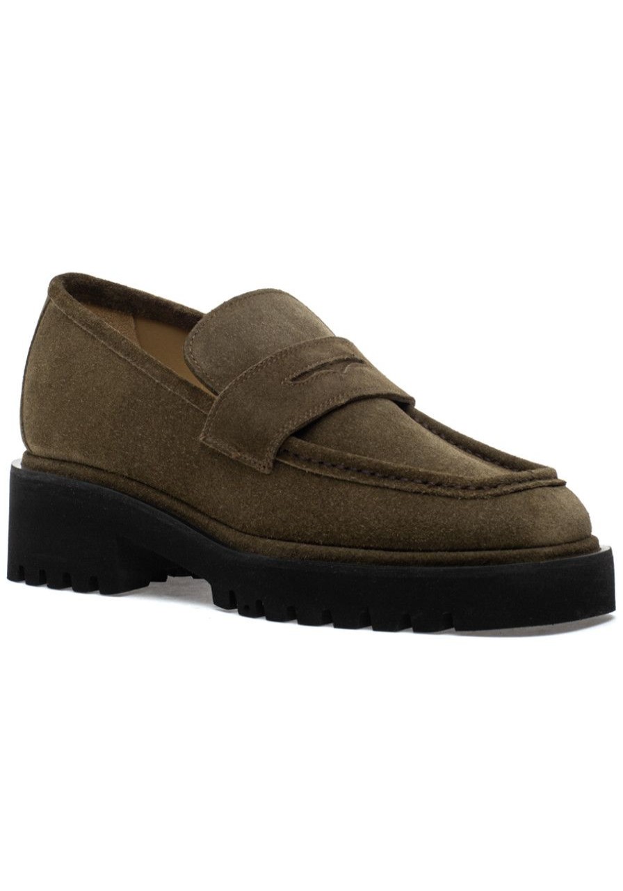 Women 275 Central Loafers & Oxfords | Penny Loafer Olive Suede