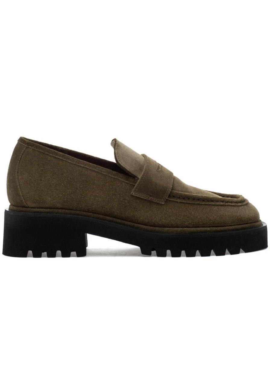 Women 275 Central Loafers & Oxfords | Penny Loafer Olive Suede