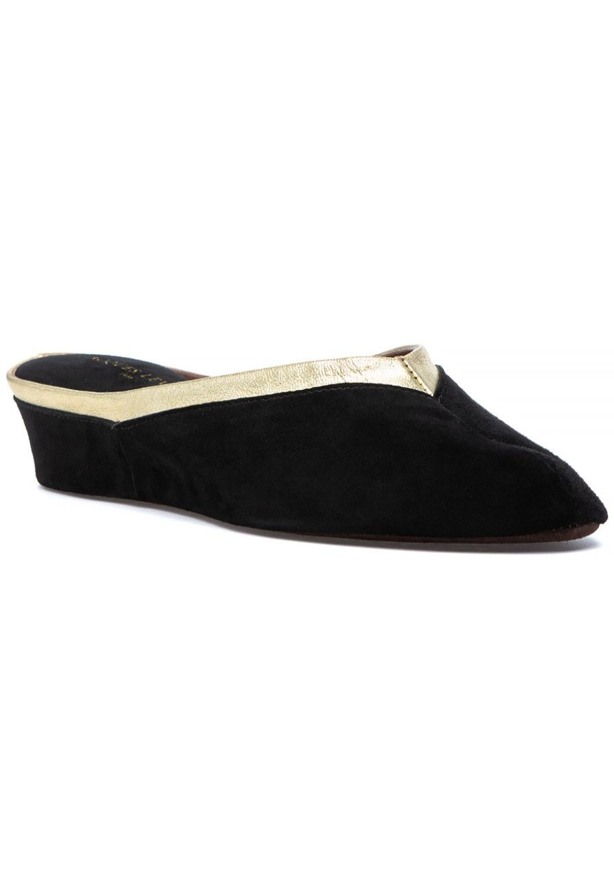 Women Jacques Levine Slippers | 4640 Slipper Black/Gold