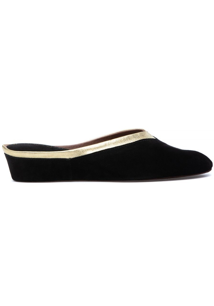 Women Jacques Levine Slippers | 4640 Slipper Black/Gold