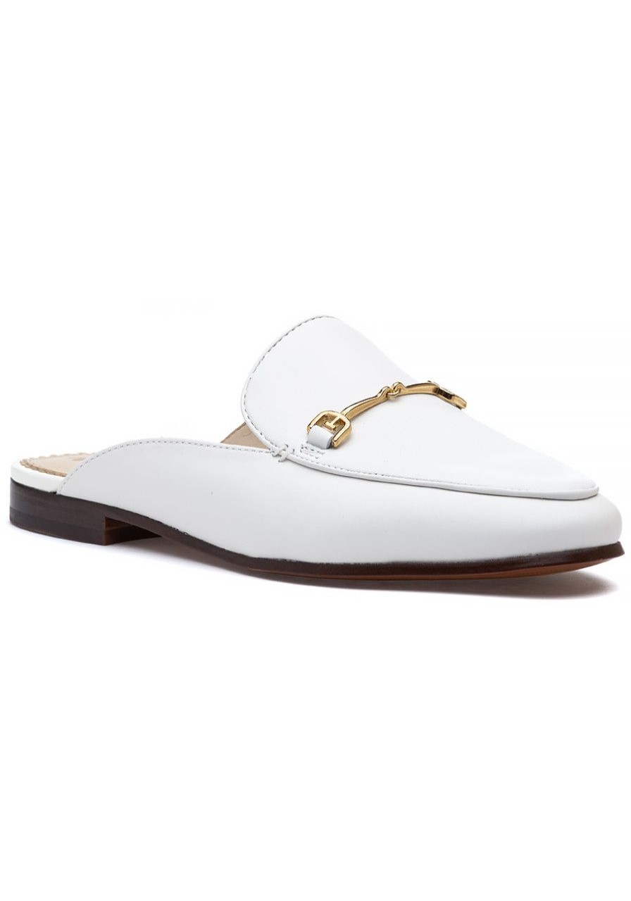Women Sam Edelman Flats | Linnie Mule Bright White Leather