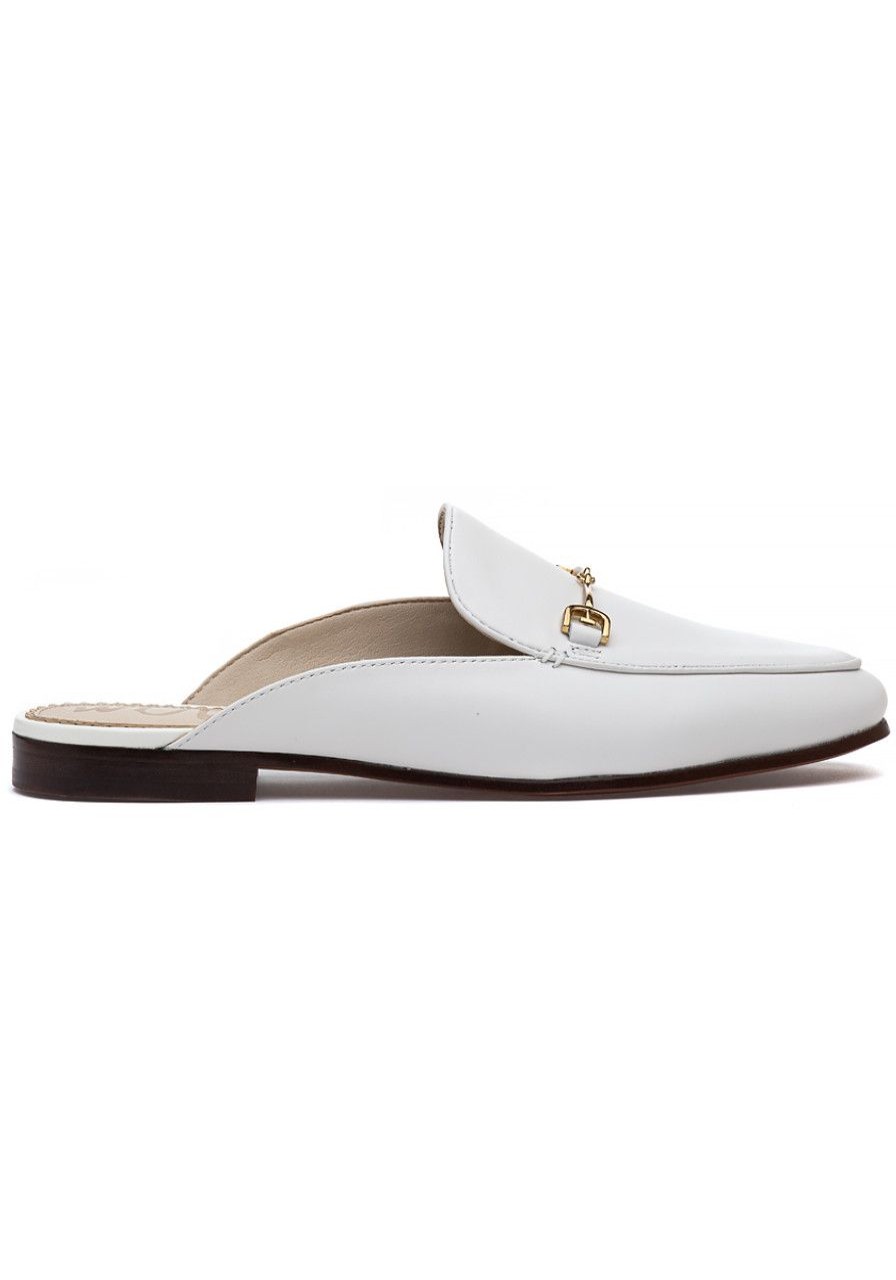 Women Sam Edelman Flats | Linnie Mule Bright White Leather