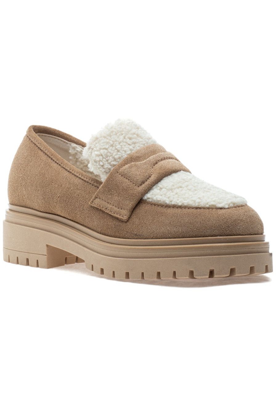Women 275 Central Loafers & Oxfords | Lewis Loafer Camel Sherpa