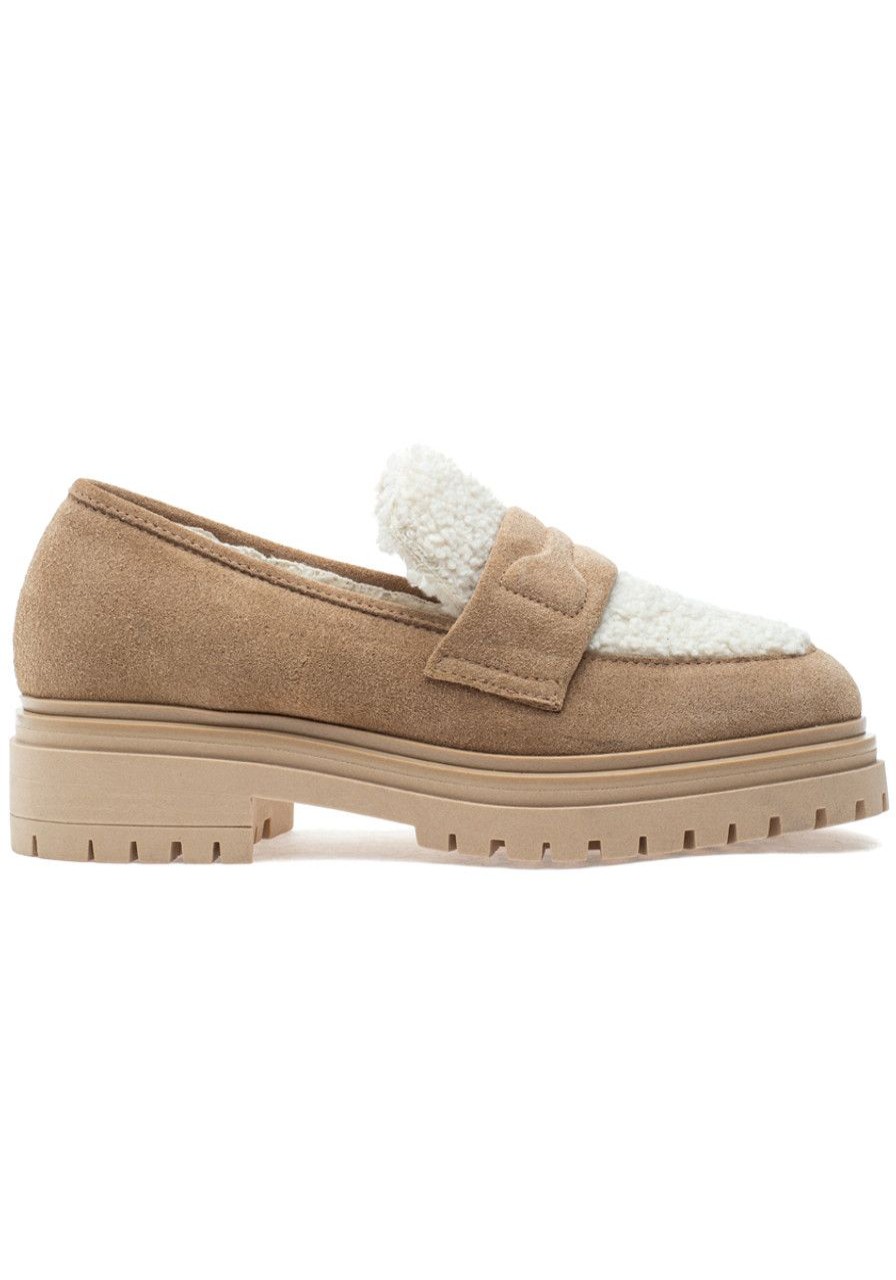 Women 275 Central Loafers & Oxfords | Lewis Loafer Camel Sherpa