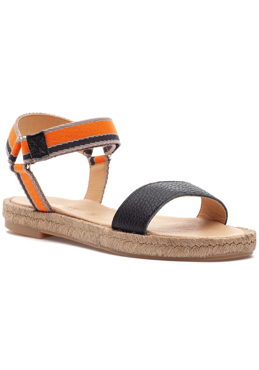 Women 275 Central Sandals | Major Sandal Black Leather/Orange