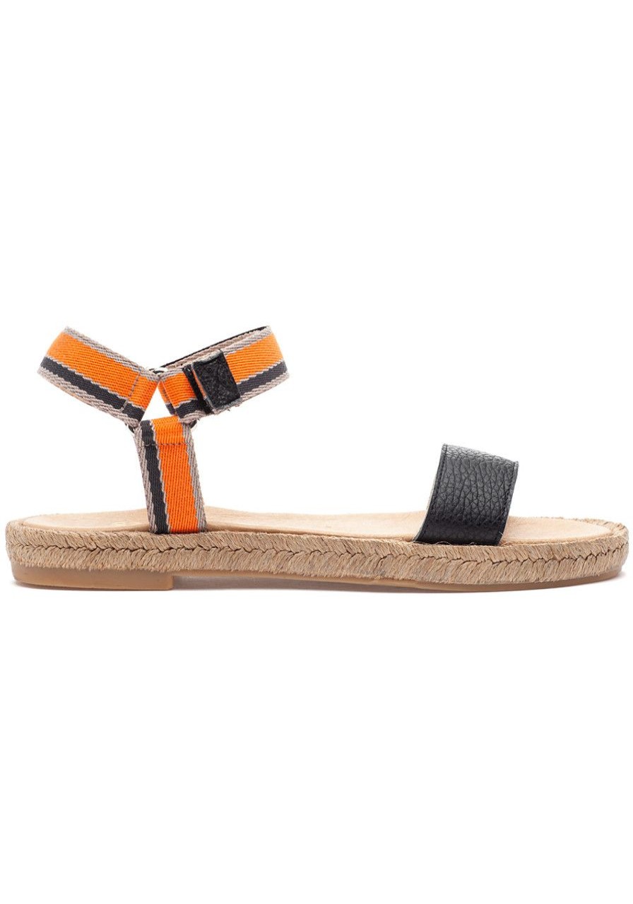 Women 275 Central Sandals | Major Sandal Black Leather/Orange